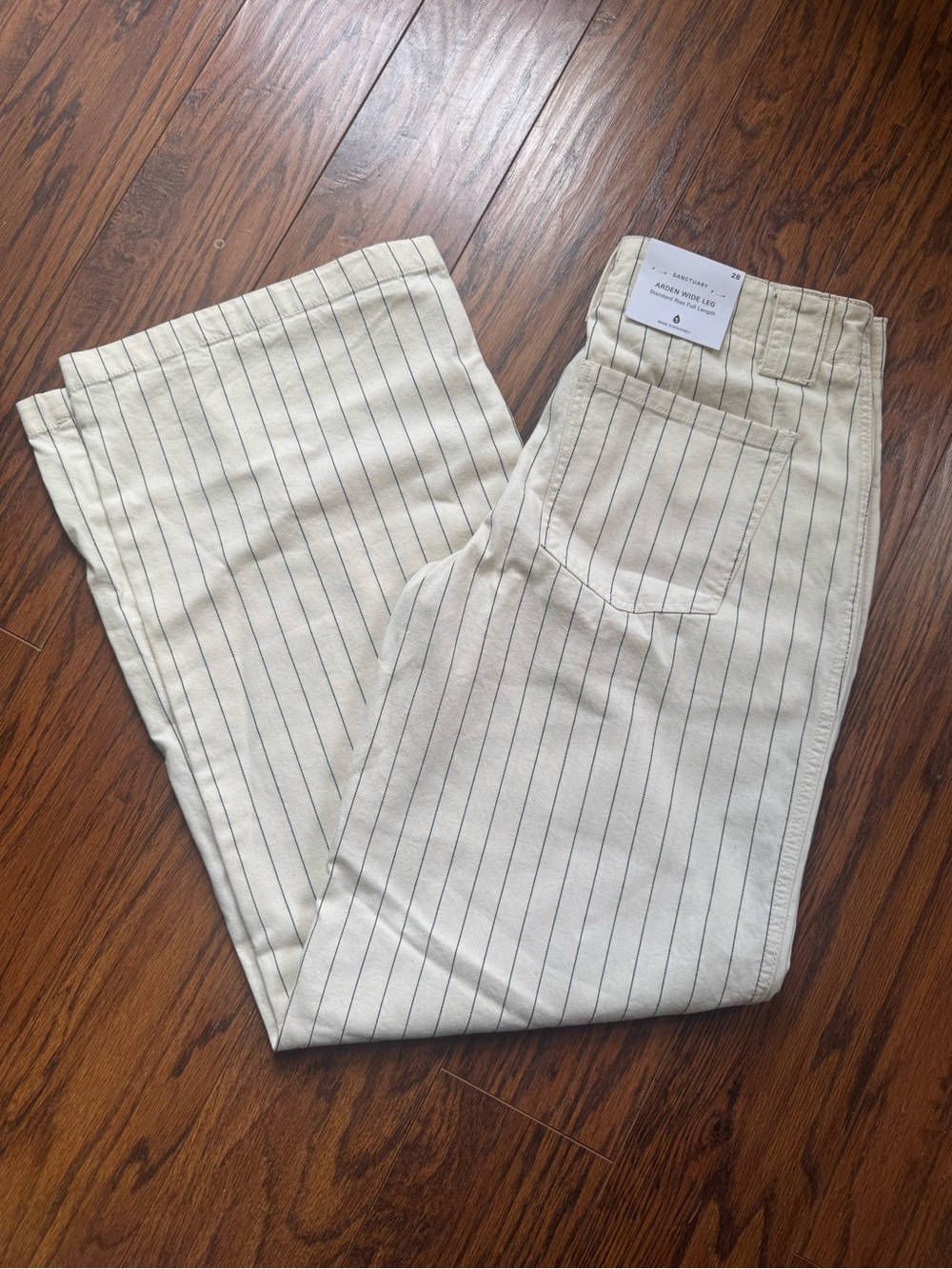 Sanctuary Cream Pinstripe Wide Leg Jeans